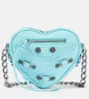 Balenciaga Le Cagole Heart Mini Leather Crossbody Bag In Sea Blue
