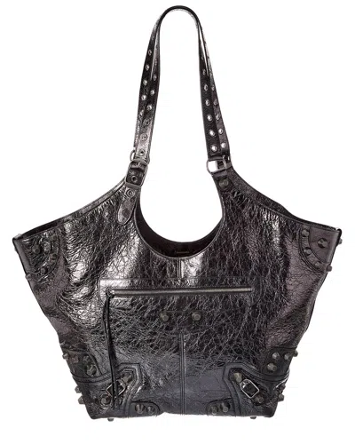Balenciaga Le Cagole Large Leather Tote In Black