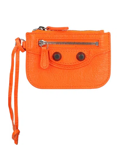 Balenciaga Le Cagole Leather Coin Purse In Orange