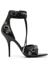 Balenciaga Le Cagole Leather Heel Sandals In Black