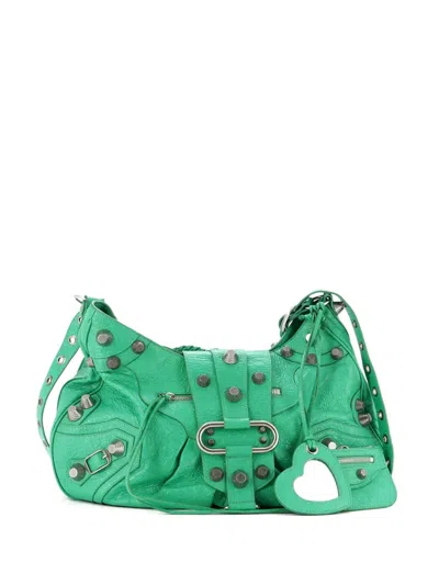 Pre-owned Balenciaga Le Cagole Leather Medium Tote Bag In Green