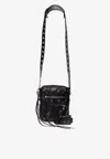 Balenciaga Le Cagole Embellished Textured-leather Messenger Bag In Black