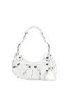 Balenciaga Extra Small Le Cagole Embellished Leather Shoulder Bag In Optic White