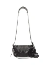 Balenciaga Textured Leather Shoulder Bag With Edgy Designpouch In Black