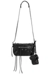 Balenciaga Textured Leather Shoulder Bag With Edgy Designpouch In Black