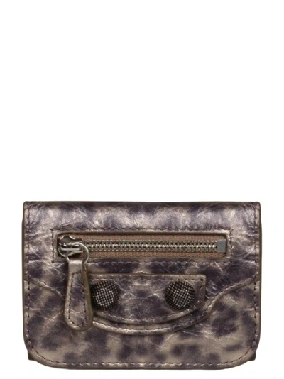 Balenciaga Le Cagole Metallized Leather Wallet In Brown
