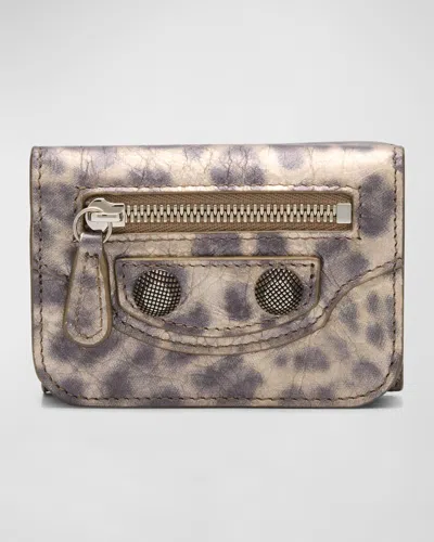 Balenciaga Le Cagole Mini Leopard-print Wallet In Brown