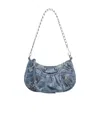 Balenciaga Le Cagole Mini Studded Printed Denim Shoulder Bag In Blue