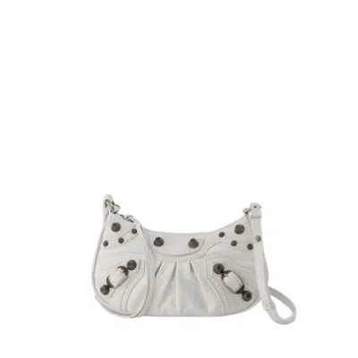 Balenciaga Le Cagole Mini Wallet On Chain - Leather - Optic White In Grey