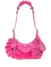 Balenciaga Le Cagole Xs Ruffle Shoulder Bag In Pink