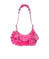 Balenciaga Le Cagole Xs Ruffle Shoulder Bag In Pink