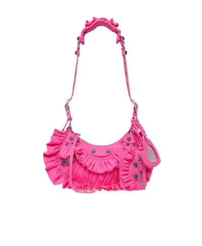 BALENCIAGA BORSA A TRACOLLA LE CAGOLE XS A BALZE  DA DONNA IN ROSA ACIDO