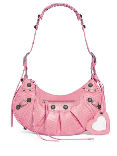 Balenciaga Le Cagole S Leather Shoulder Bag In Pink