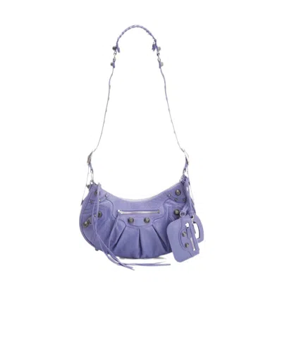 Balenciaga Le Cagole S Leather Shoulder Bag In Purple