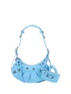 Balenciaga Le Cagole Xs Crocodile Embossed Leather Shoulder Bag In Blue
