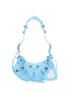 Balenciaga Le Cagole Xs Crocodile Embossed Leather Shoulder Bag In Blue