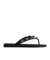 Balenciaga Women Black Rubber Cagole Thong Slippers In Black