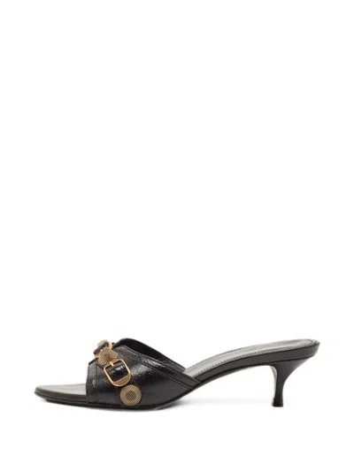Pre-owned Balenciaga Le Cagole Studded Sandals In Black