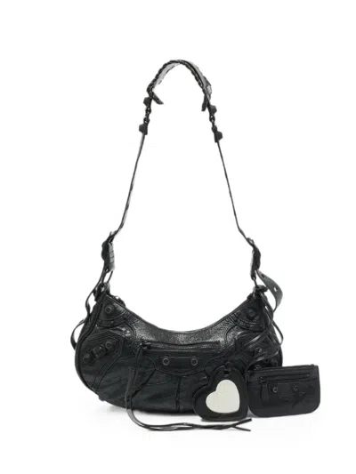 Pre-owned Balenciaga Le Cagole Stud-detail Shoulder Bag In Black