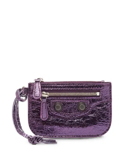Pre-owned Balenciaga Le Cagole Wallet In Purple