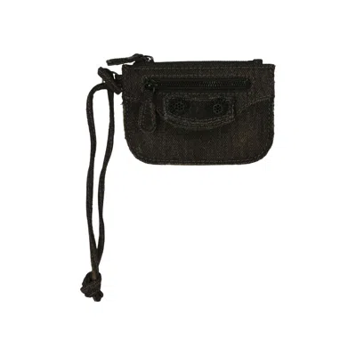 Pre-owned Balenciaga Le Cagole Washed Denim Coin Purse 'black' | Women's Size Onesize