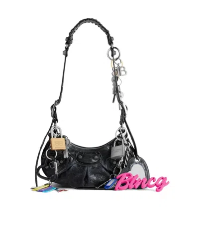 Balenciaga Le Cagole Xs Charm-detail Shoulder Bag In Black