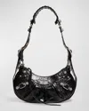 Balenciaga Le Cagole Xs Croc-embossed Shoulder Bag In 1000 Black