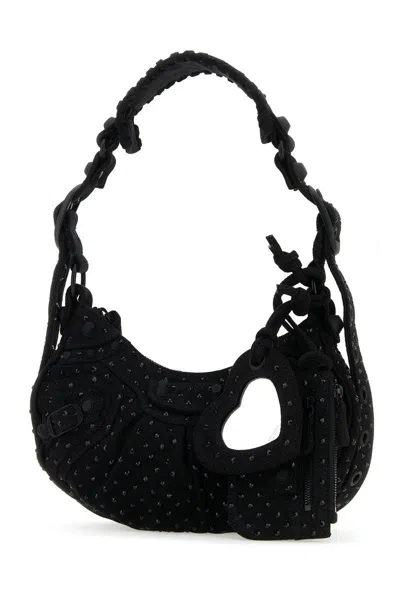 Balenciaga Mini Rhinestone Crossbody Handbag In Black