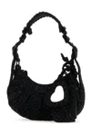 Balenciaga Women Embellished Denim Le Cagole Xs Shoulder Bag In Black