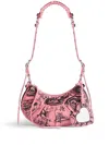 Balenciaga Le Cagole Xs Graffiti Shoulder Bag In Pink