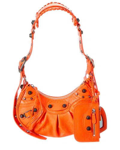 Balenciaga Le Cagole Xs Leather Hobo Bag In Orange