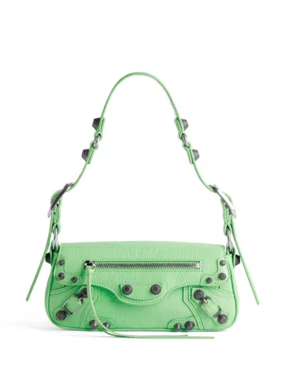 Balenciaga Le Cagole Xs Leather Shoulder Bag In Green