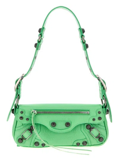 Balenciaga Le Cagole Xs Leather Shoulder Bag In Green