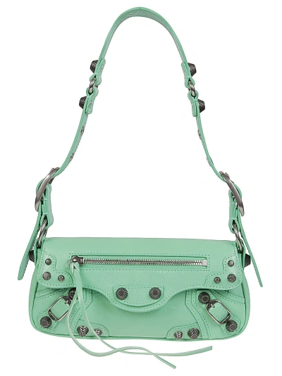 Balenciaga Le Cagole Xs Leather Shoulder Bag In Green