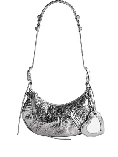 Balenciaga Le Cagole Xs Metallized Shoulder Bag In Blue