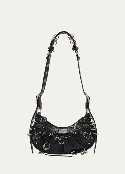 Balenciaga Le Cagole Xs Piercing Leather Shoulder Bag In Black