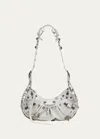 Balenciaga Le Cagole Xs Piercing Leather Shoulder Bag In Optic White