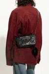 Balenciaga Textured Leather Shoulder Bag With Edgy Designpouch In Black