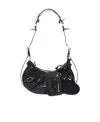 Balenciaga Croco-print Leather Shoulder Handbag With Decorative Studs And Rhinestones In Black