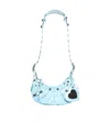 Balenciaga Leather Cagole Shoulder Bag With Studded Detail In Blue