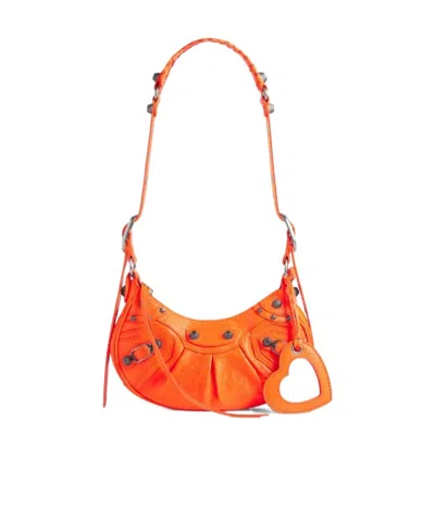 ショルダーバッグ・ポシェット Balenciaga Fluo orange nappa leather Le Cagole XS shoulder b BALENCIAGA Le Cagole XS studded neon crinkled-leather