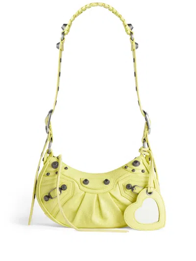 Balenciaga Woman Fluo Yellow Nappa Leather Le Cagole Xs Shoulder Bag