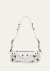 Balenciaga Le Cagole Xs Sling Crinkled Leather Shoulder Bag In Optic White