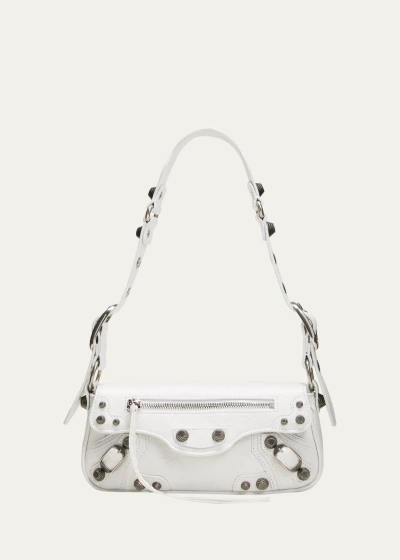 BALENCIAGA LE CAGOLE XS SLING CRINKLED LEATHER SHOULDER BAG