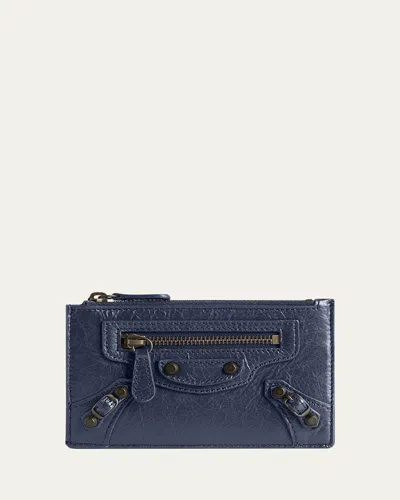 Balenciaga Le City Arena Leather Card Holder In Navy