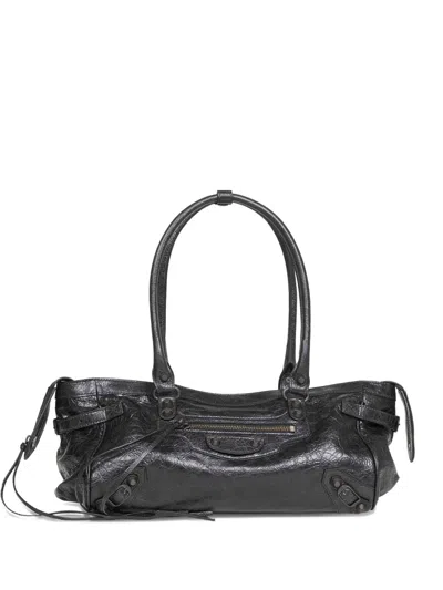 Balenciaga Le City Bag Leather Shoulder Bag In Black