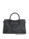 Balenciaga Le City Medium Crinkled Leather Top-handle Bag In Black