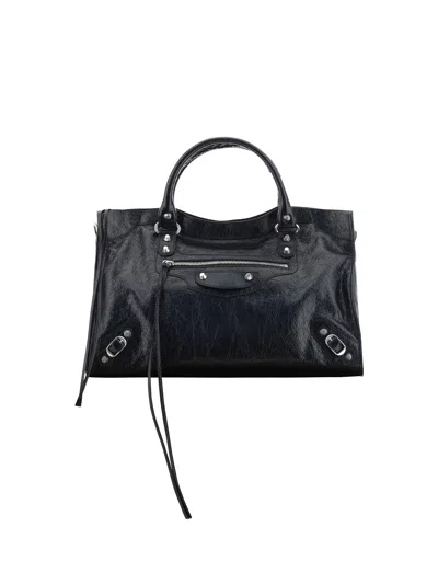 Balenciaga Medium Le City Leather Handbag In Black