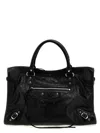 Balenciaga Le City Small Embellished Textured-leather Tote In Black