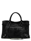 Balenciaga Le City Small Embellished Textured-leather Tote In Black